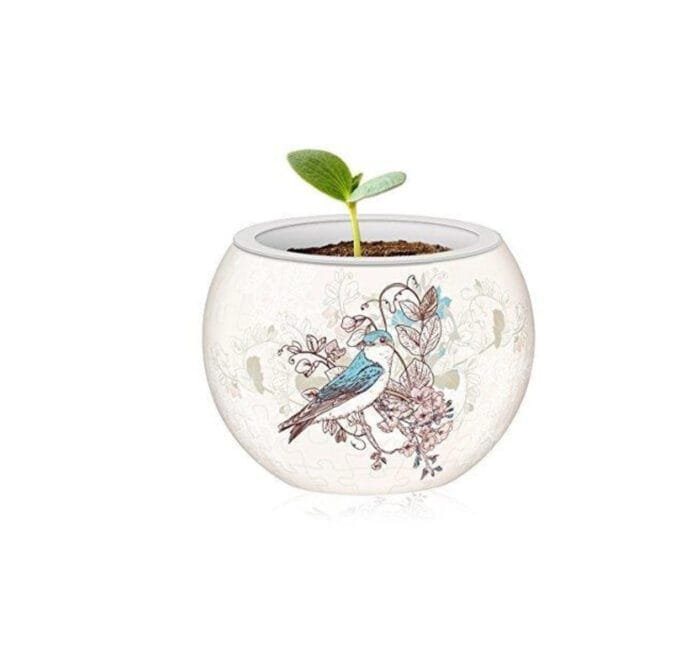 Singing birds and flowers white 3d flower pot - Image 2