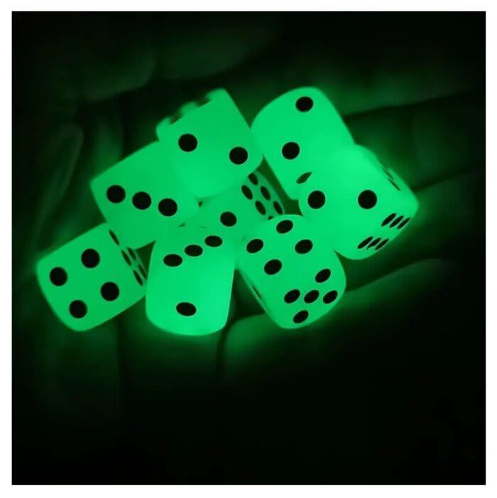 Dice Set - Glow in the dark Green - 14mm x 12