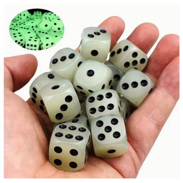 Dice Set - Glow in the dark Green - 14mm x 12 - Image 2